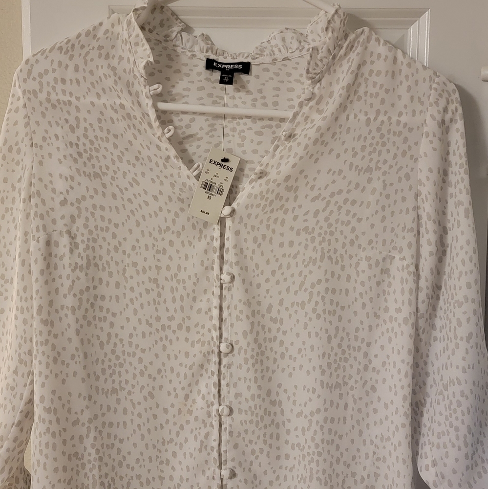 Express white and light Grey  blouse